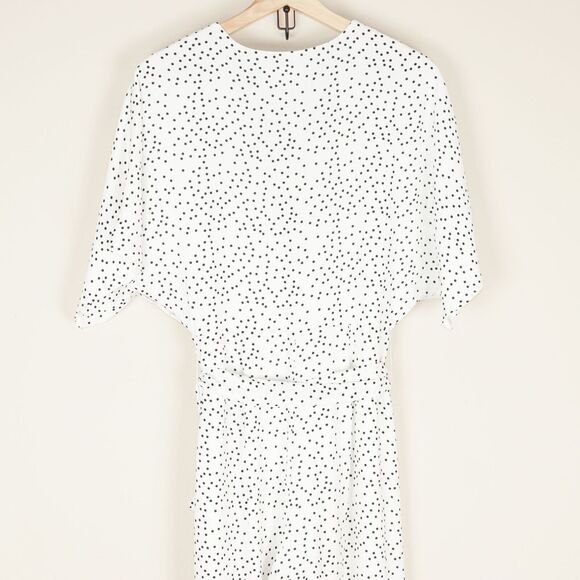 Lovers and Friends Jackson White Deep V Polka Dot Tie Waist Jumpsuit Womsn Sz S - Picture 3 of 10